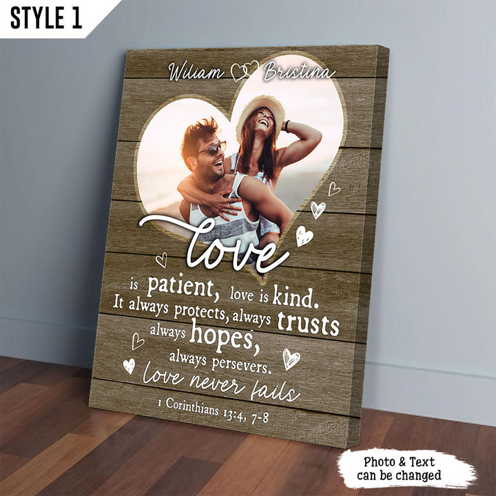 Love Is Patient Love Is Kind Horizontal Canvas Poster Framed Print Personalized Wedding Anniversary Gift For Wife Husband
