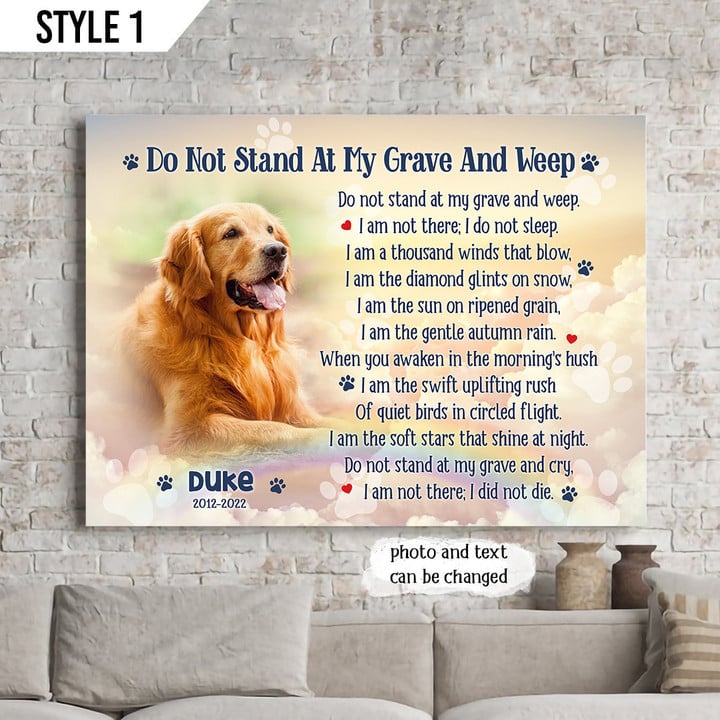 Do Not Stand At My Grave And Weep Dog Horizontal Canvas Poster Framed Print Personalized Dog Memorial Gift For Dog Lovers