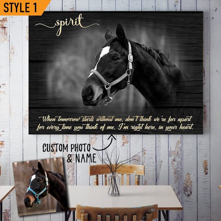 Personalized Canvas Horse Memorial Custom Photo Horse Loss Gift When Tomorrow Start Without Me Horse Poem