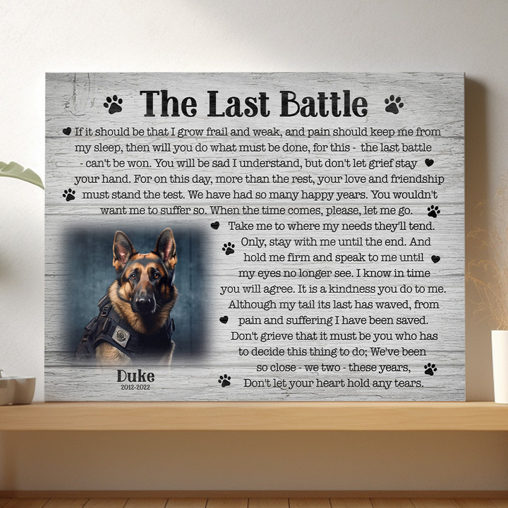 Personalized Canvas Dog Memorial | Custom Photo Dog Loss Gift | The Last Battle Dog Poem