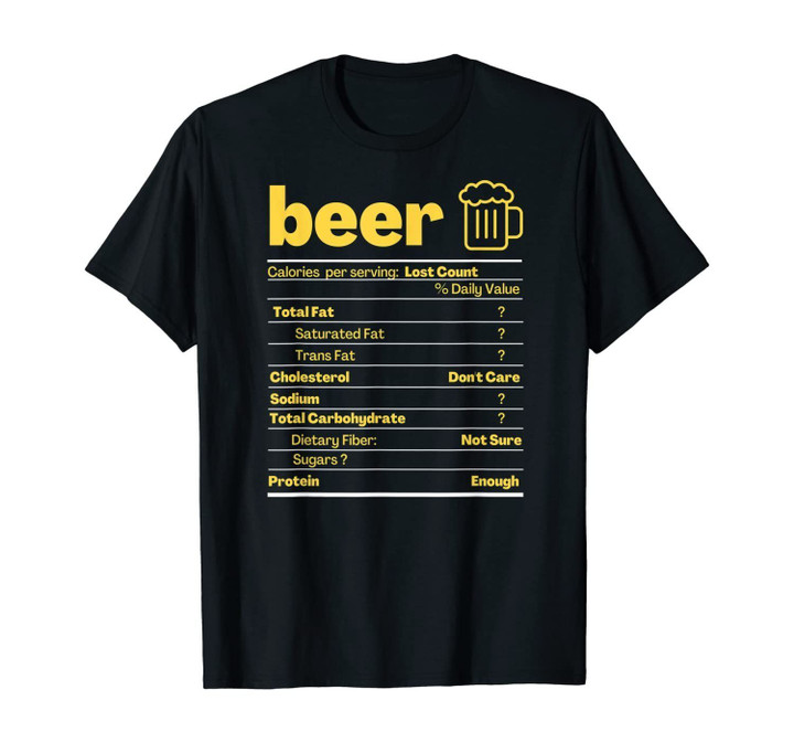 Funny Beer Nutrition Facts Label Thanksgiving Christmas Gift T-Shirt