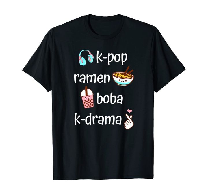 Cute Kawaii K-Pop Ramen Boba Bubble Tea K-Drama Lover Gift T-Shirt