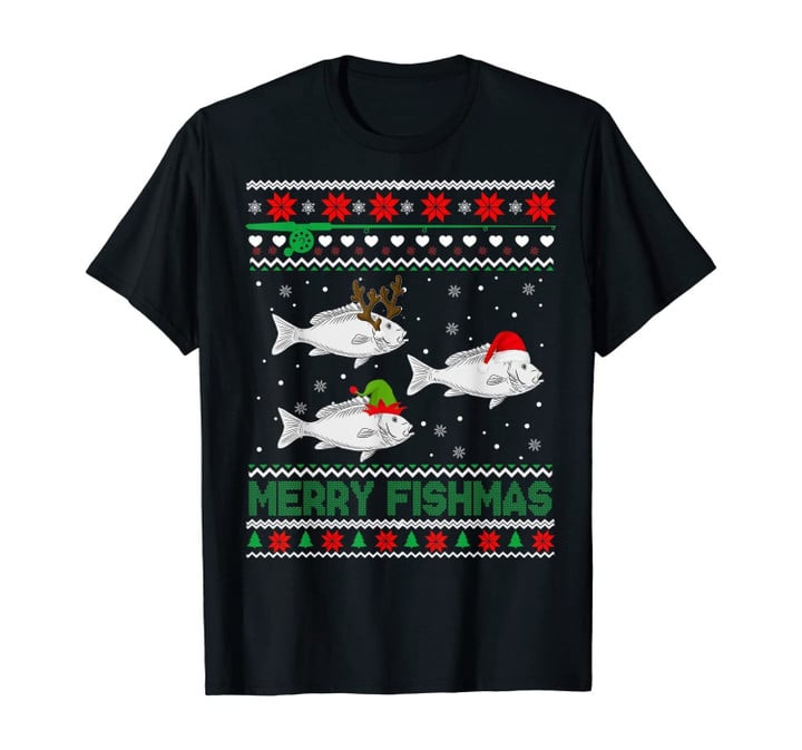 Merry Fishmas Funny Fishing Lover Christmas Fish Sweater T-Shirt