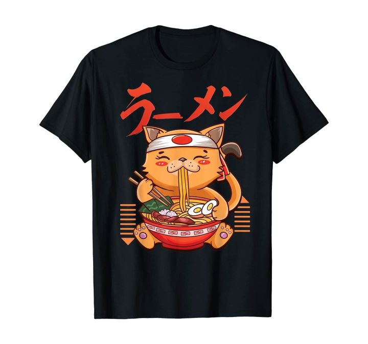 Ramen Cat Japanese Anime Cute Kawaii Lucky Cat Gift T-Shirt