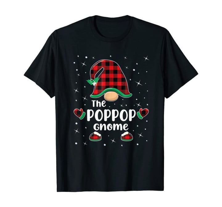 Poppop Gnome Buffalo Plaid Matching Christmas Gift Pajama T-Shirt
