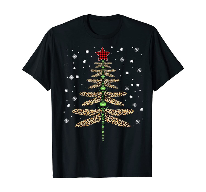 Funny Dragonfly christmas tree ornaments leopard red plaid T-Shirt