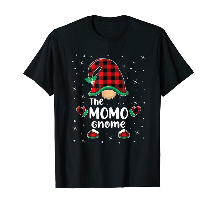 Momo Gnome Buffalo Plaid Matching Christmas Gift Pajama T-Shirt
