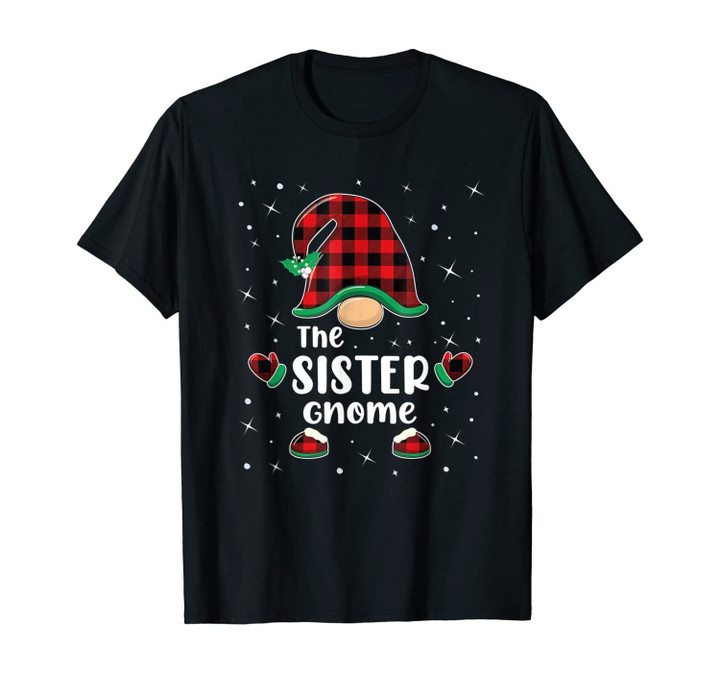Sister Gnome Buffalo Plaid Matching Christmas Gift Pajama T-Shirt