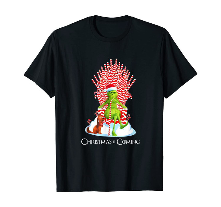 Christmas G.rinch Is Coming Candy Cane Throne Funny Parody T-Shirt
