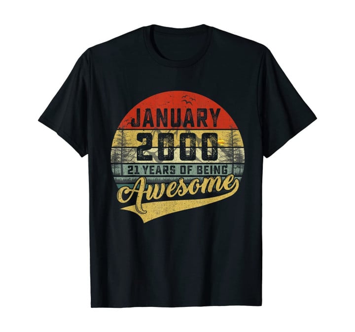 Vintage Retro January 2000 21st Birthday Gift 21 Years Old T-Shirt