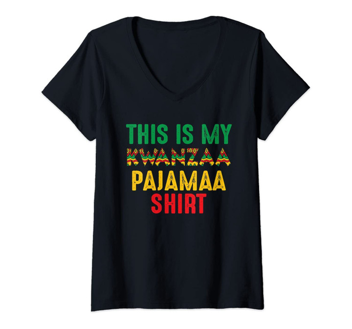 Womens Kwanzaa Pajamas For African American Men Women Kids V-Neck T-Shirt