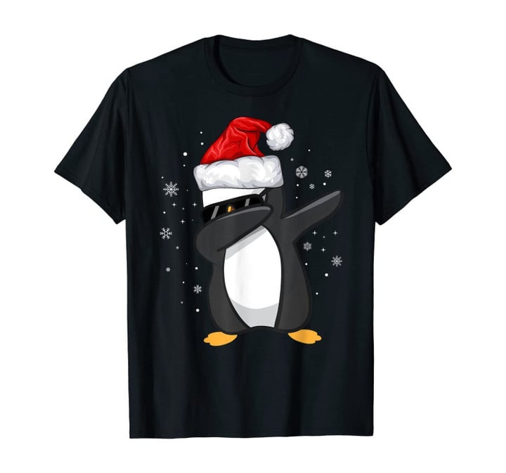 Dabbing Penguin Santa Hat Xmas Pajama Funny Christmas Gift T-Shirt