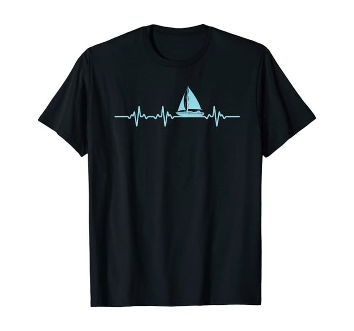 Sailing Heartbeat Gift Sailor Captain Sailing Ship T-Shirt