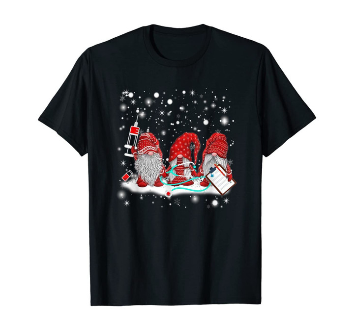 Funny Nurse Gnomes Santa Christmas Light Nursing Lover Gifts T-Shirt
