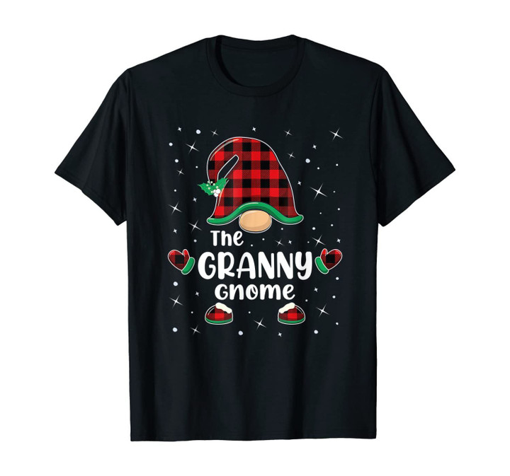 Granny Gnome Buffalo Plaid Matching Christmas Gift Pajama T-Shirt