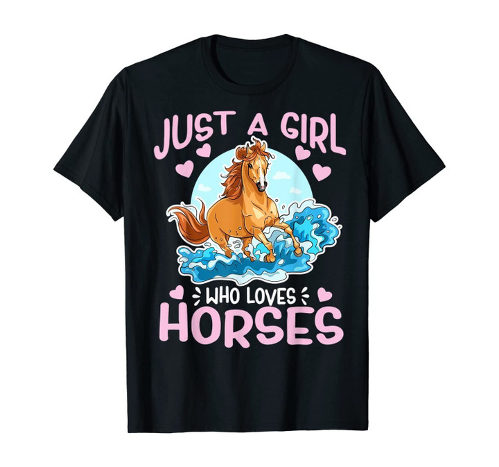 Just A Girl Who Love Horses Cute Wild Galloping Horse T-Shirt
