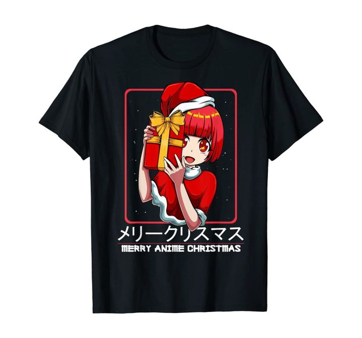 Merry Anime Christmas Japanese Manga Girl Kawaii Xmas Party T-Shirt