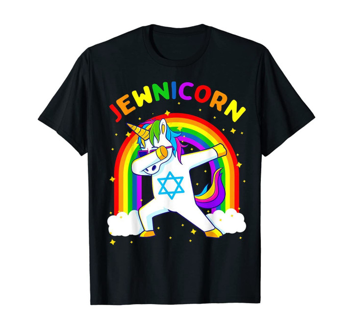 Jewnicorn Hanukkah Dabbing Unicorn Chanukah Women Girls Gift T-Shirt