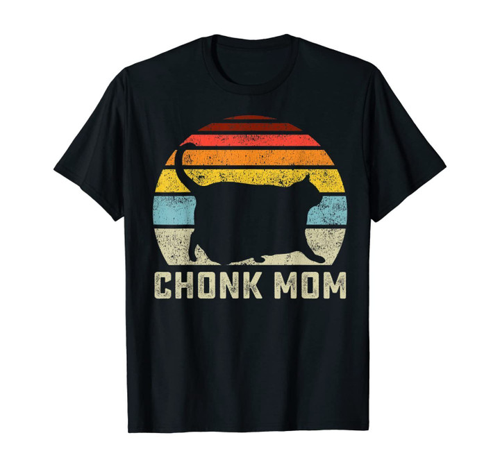 Chonk Cat Mom Scale Meme Funny Retro Style Mommy Cats Memes T-Shirt