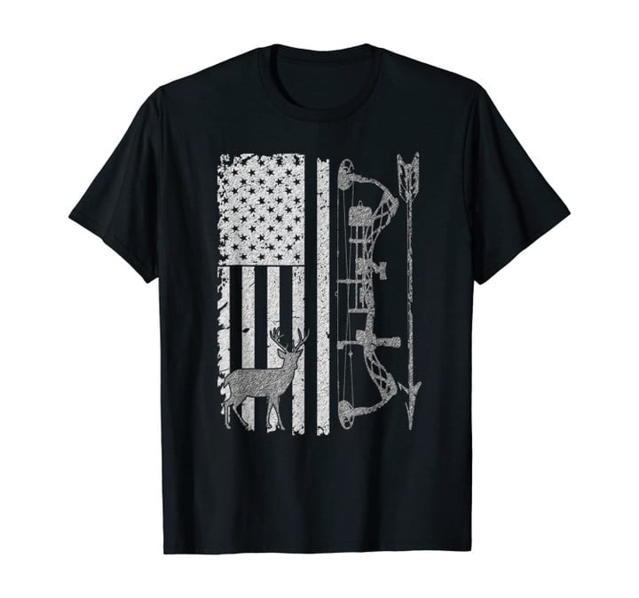 Bow Hunting American Flag Deer For Hunters T-Shirt