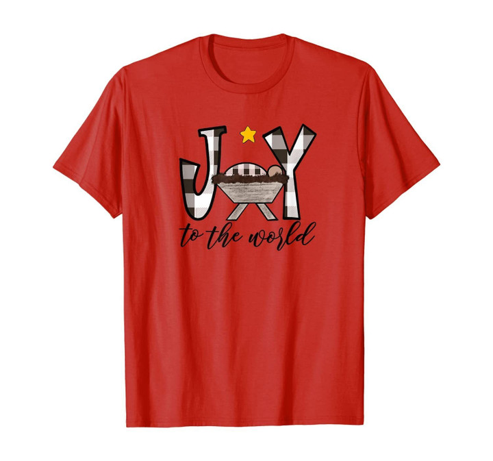 Joy To The World Baby Jesus In the Manger Christmas Design T-Shirt