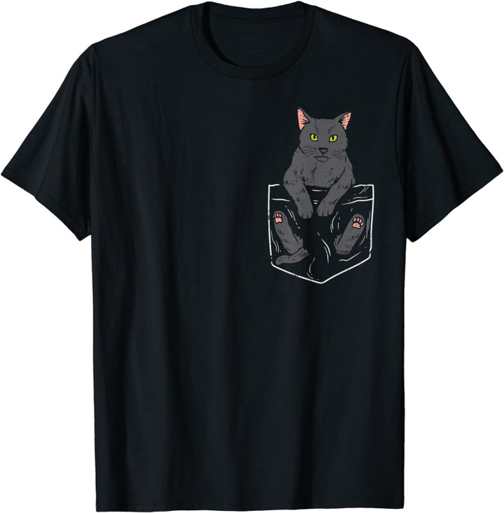 Pocket Feline Black Cat Feet Out Cute Men Women Kids Gift T-Shirt
