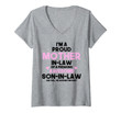 Womens Proud Mum Gift Mothers Day Awesome Mother In Law V-Neck T-Shirt