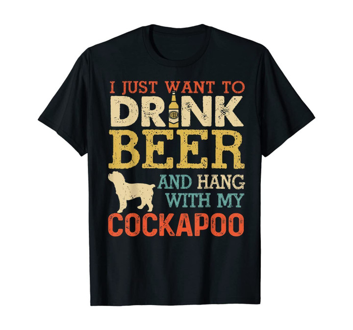 Cockapoo Dad Drink Beer Hang With Dog Funny Men Vintage T-Shirt
