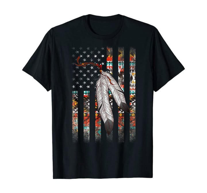 American Flag Native Tribe Feather Pride Best Gift T-Shirt