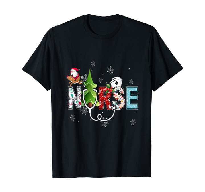 Nurse Stethoscope Christmas Tree Ornaments Decor T-Shirt T-Shirt