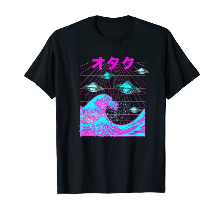 Japanese Wave Retro UFO Vaporwave Otaku Synthwave Aesthetic T-Shirt