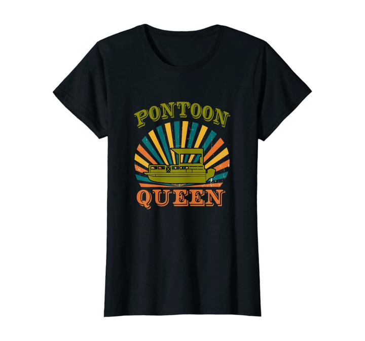 Vintage Pontoon Boat Queen Pontooning Gifts T-Shirt