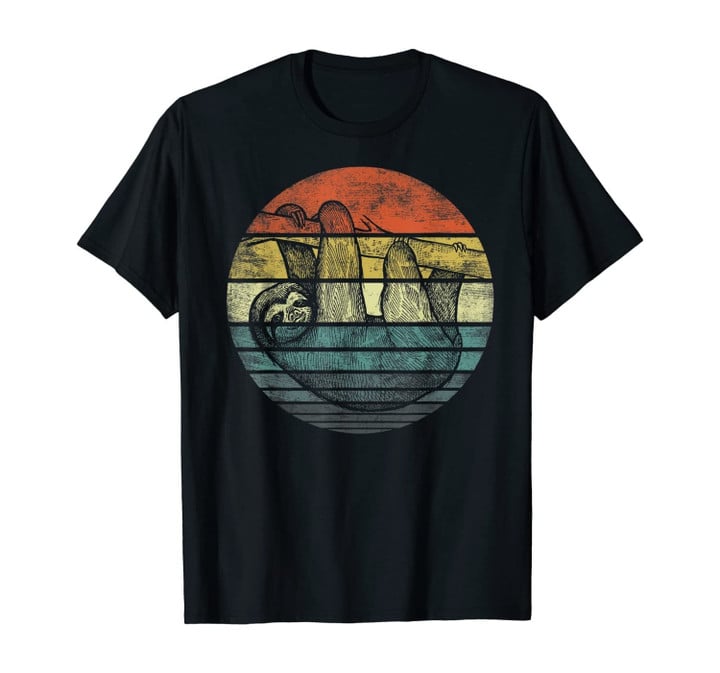 Sloth Lover Gifts Retro Sunset Funny Animal Sloth Silhouette T-Shirt