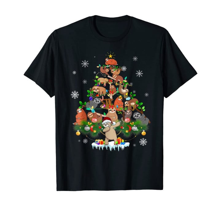 Funny Sloth Christmas Tree Ornament Decor Costume Gifts T-Shirt