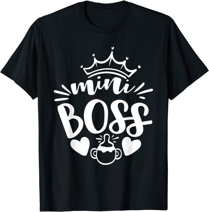 Inscription « Family Mom Dad Daughter Son » – Mini Boss T-Shirt