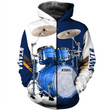Tama Drums Blue 3D All Over Printed Clothes MUS64