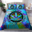 Cannabis Colorful Symbol Leaf Neon Background Bedding Set NTH104