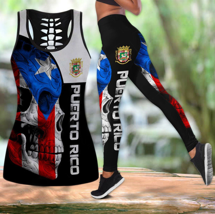 Puerto Rico Coat Of Arms With Skull Combo Outfit PR12