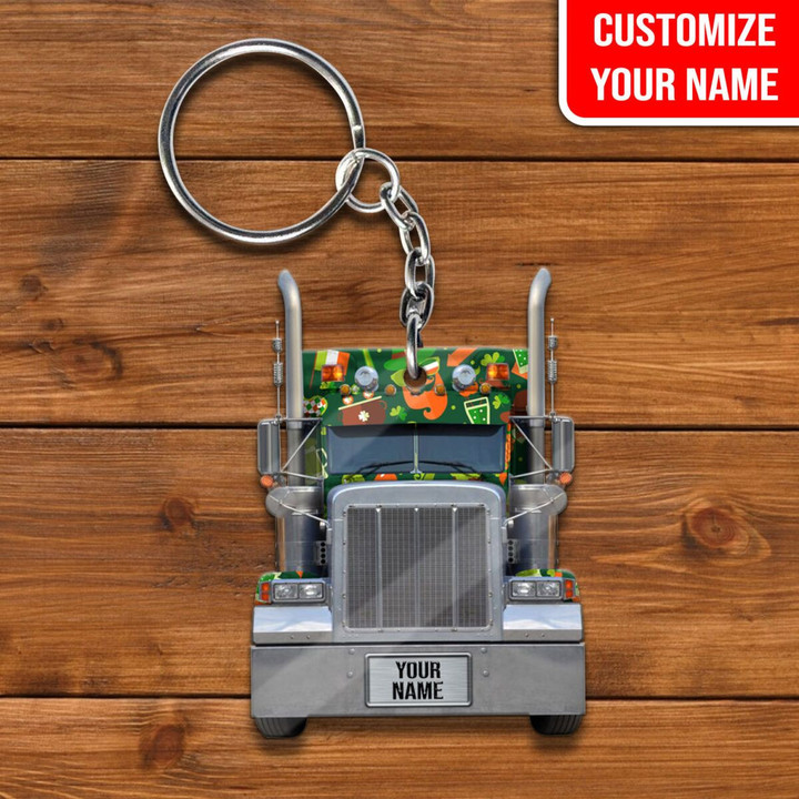 Customized Your Name Love Truck St Patrick’s Day Keychain