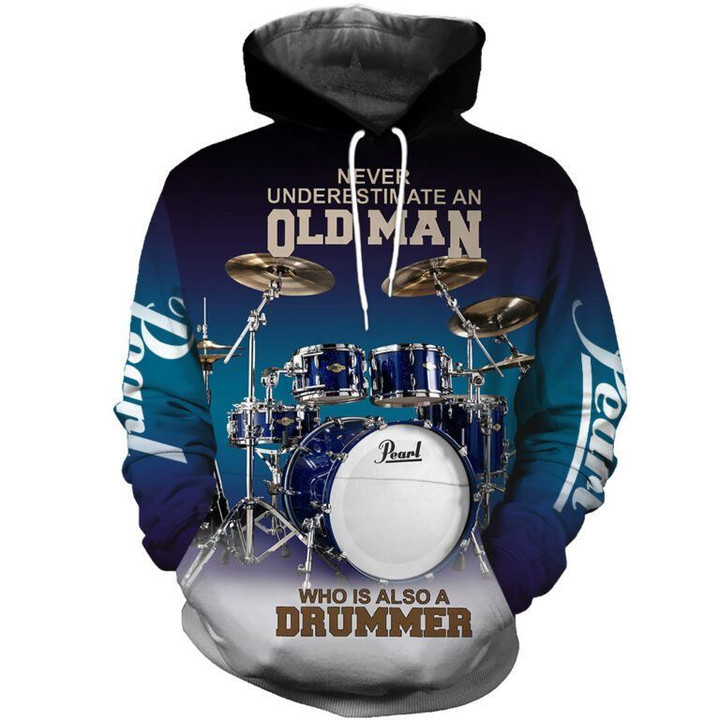 Old man drummer 3D All Over Printed Clothes MUS59