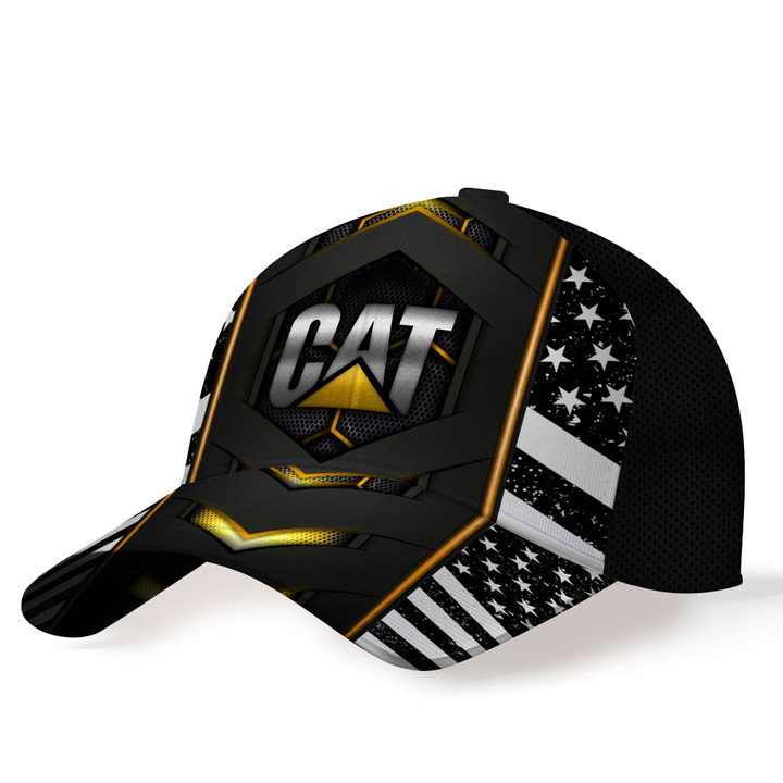 CAT Beautiful Silver Logo Brand US Flag Printed Hat NTH49