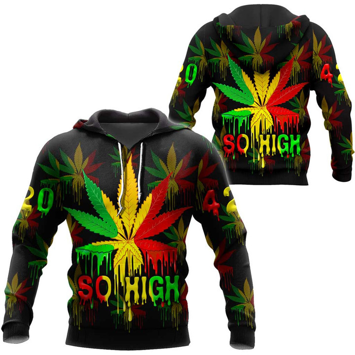 420 Colorful Marijuana Leaf Rasta Colors So High Clothes 3D Printing NTH98