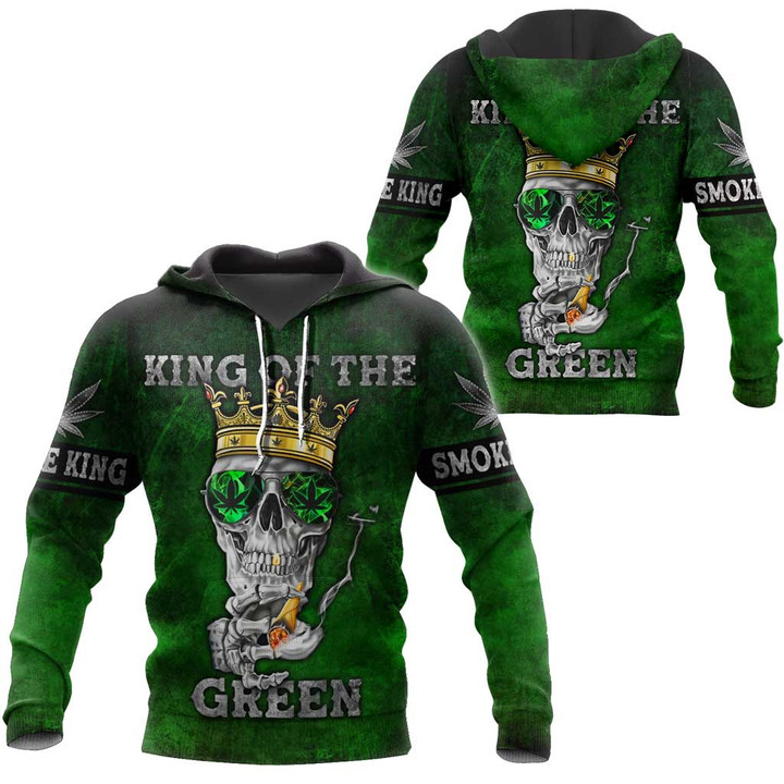 420 King Of The Green Cool Weed Skull Clothes 3D Printing NTH146
