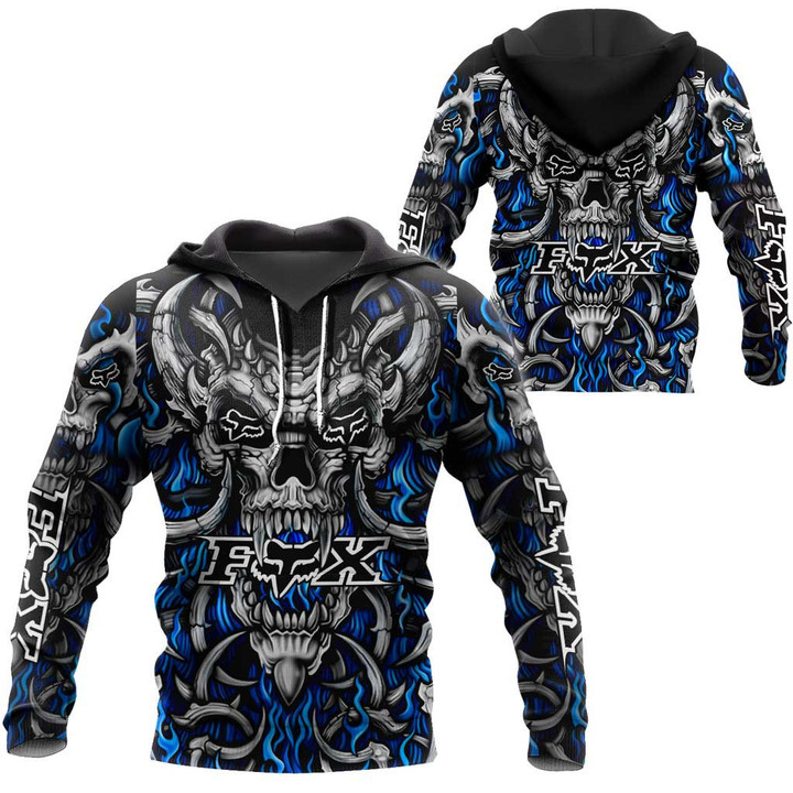FX Racing Art Blue Fire Skull Clothes 3D Printing NTH311