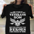 Air Force Veteran's Son Shirt Proud Military Veteran T-Shirt Military Retirement Gifts
