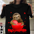Sloth With Heart Shirt Cute Graphic T-Shirt Gifts For Animal Lovers