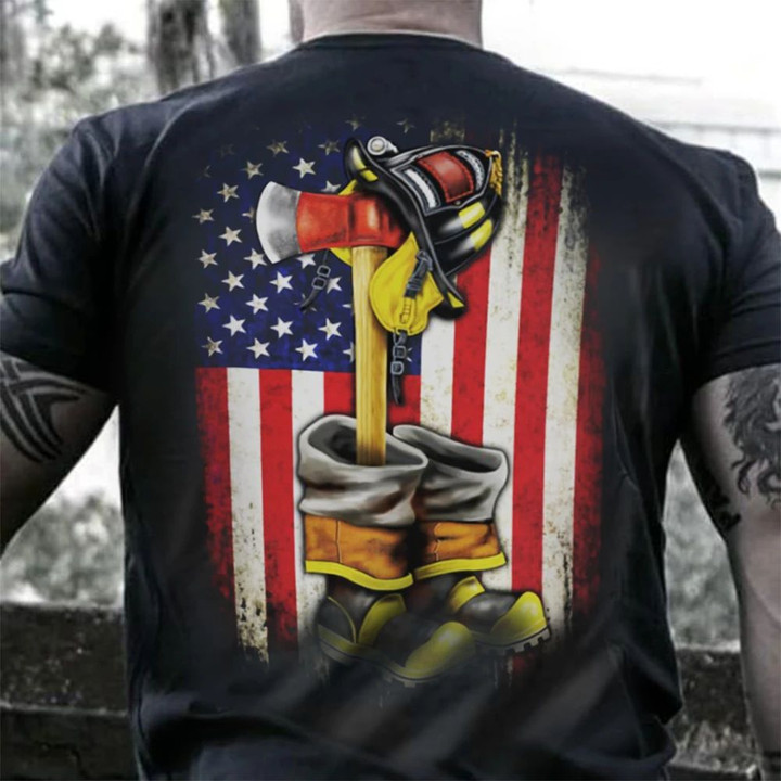 Thin Red Line Shirt Firefighter American Flag T-Shirt Gifts For Husband