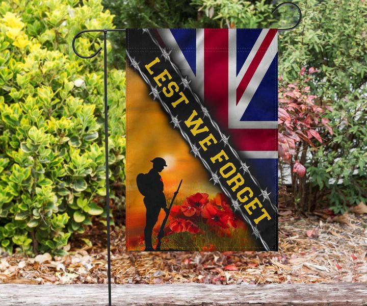 Lest We Forget UK Flag Honor British Soldiers United Kingdom Veterans Remembrance Day Decor