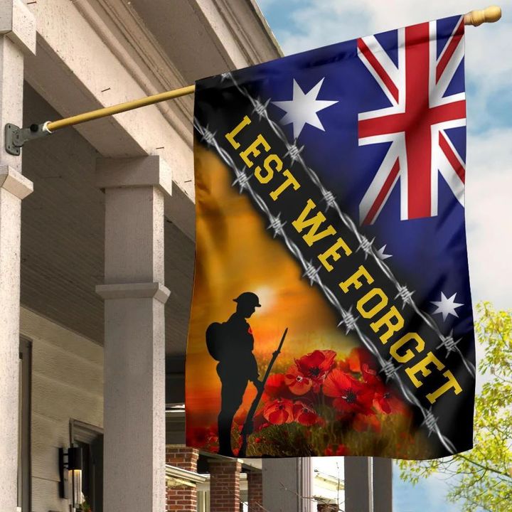 Lest We Forget Australia Flag Patriotic Honor Australian Veterans Remembrance Anzac Day