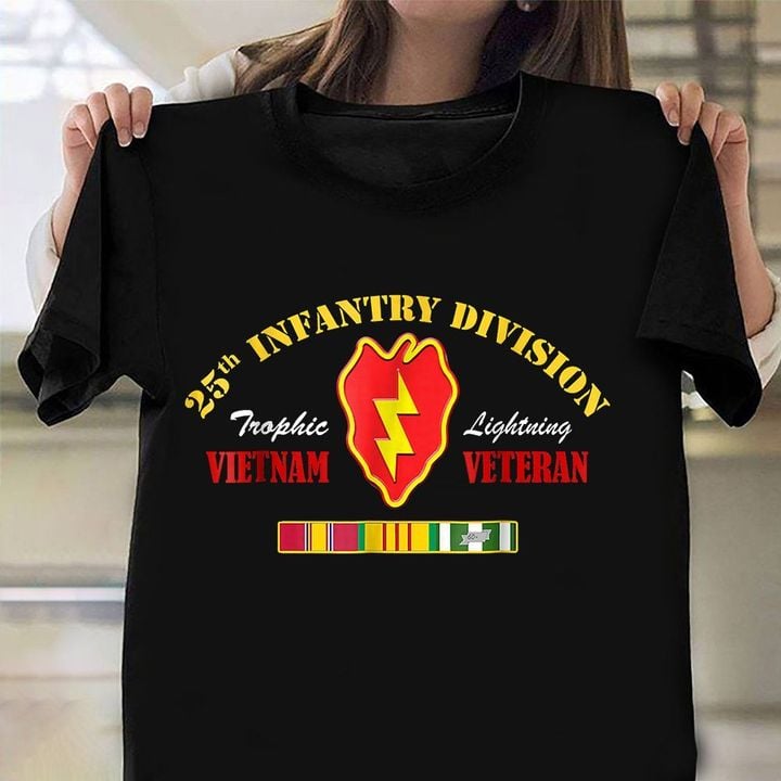 25th Infantry Division Vietnam Veteran T-Shirt Proud American Veteran Wife Shirt Army Gifts
